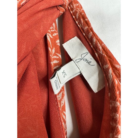 Joie 100% Silk Crop Ruffle Halter Top Jumpsuit/Romper sz XS Orange - Picture 3 of 10